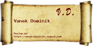 Vanek Dominik névjegykártya